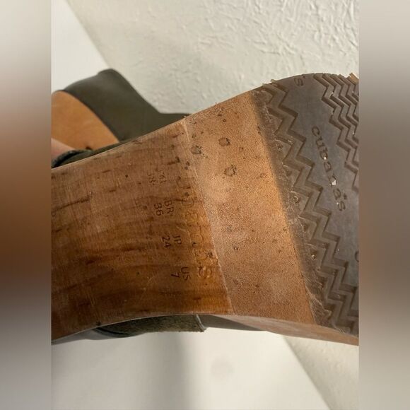 ANTHROPOLOGIE Cubanas Olive Leather Platform Oxford Clogs – Size 7 – VGUC - Picture 9 of 9